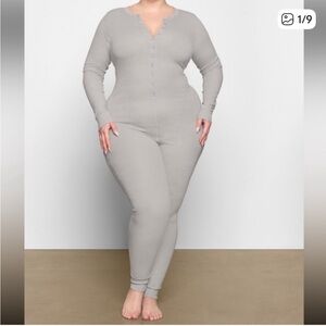Skims Pointelle Logo Onesie Grey Sz 4X